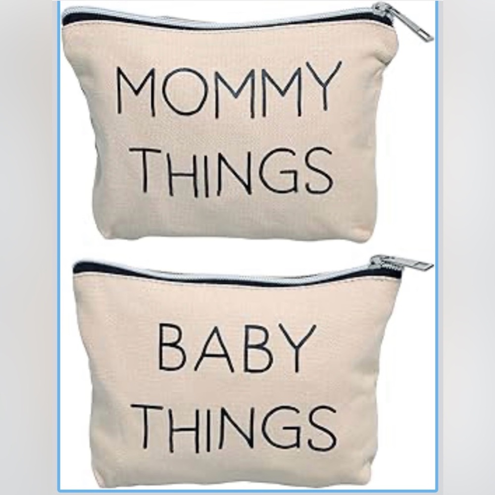 Mommy and Baby Things Pouch Set, Canvas Organizers for Diaper Bag and Travel